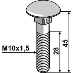 Boulon à tête bombée M10x1,5x45 - galvanisé