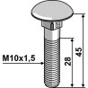Boulon à tête bombée M10x1,5x45 - galvanisé