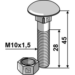 Boulon M10x1,5x45 galvanisé avec écrou