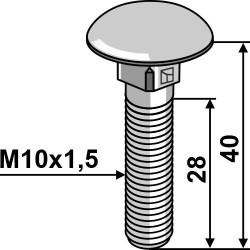 Boulon à tête bombée M10x1,5x40 - galvanisé