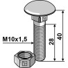 Boulon M10x1,5x40 galvanisé avec écrou