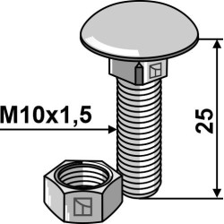 Boulon M10x1,5x25 galvanisé avec écrou