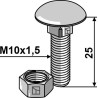 Boulon M10x1,5x25 galvanisé avec écrou