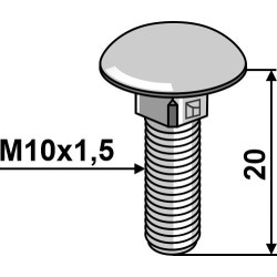 Boulon à tête bombée M10x1,5x20 sans écrou - galvanisé - Kemper - 67736