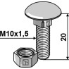 Boulon M10x1,5x20 galvanisé avec écrou