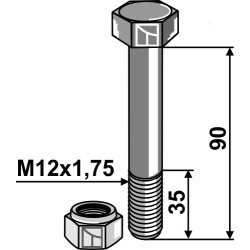 Boulon avec écrou à freinage interne - M12 - 8.8