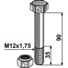 Boulon avec écrou à freinage interne - M12 - 8.8