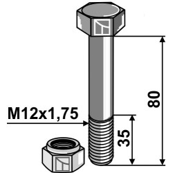 Boulon avec écrou à freinage interne - M12 - 8.8