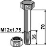 Boulon avec écrou à freinage interne - M12 - 8.8 - Kverneland - KG00357961