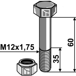 Boulon avec écrou à freinage interne - M12 - 8.8