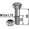 Boulon avec écrou à freinage interne - M12 - 8.8