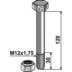 Boulon avec écrou à freinage interne - M12 - 8.8