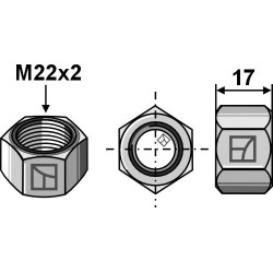 Écrou hexagonal - M22x2 - 8.8