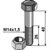 Boulon à tête hexagonale M14x1,5x40 avec écrou à freinage interne