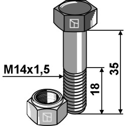Boulon à tête hexagonale M14x1,5x35 avec écrou à freinage interne