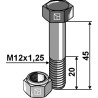 Boulon à tête hexagonale M12x1,25X45 avec écrou à freinage interne