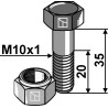 Boulon à tête hexagonale M10x1x35 avec écrou à freinage interne