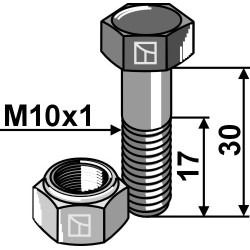 Boulon à tête hexagonale M10x1x30 avec écrou à freinage interne