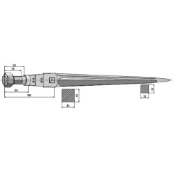 Dent de chargeur 820mm - Kverneland
