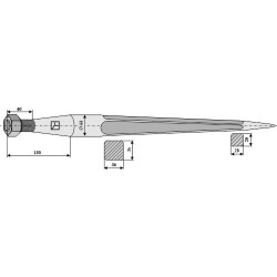 Dent de chargeur 840mm - Strautmann - 23201503