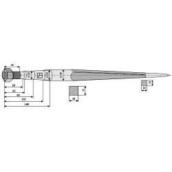 Dent de chargeur 640mm - Faucheux