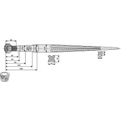 Dent de chargeur 1400mm - Agram