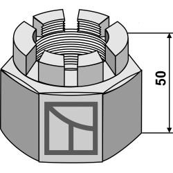 écrou hexagonal à créneaux dégagés M48x2 pour arbre carré 50x50