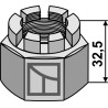 écrou hexagonal à créneaux dégagés M 30 x 3,5 pour arbre carré 30x30
