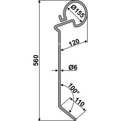 Griffe semoir Ø6mm, gauche - Lely - 3510300180