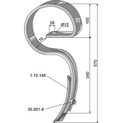Dent de herse avec soc - Kverneland - KK300502
