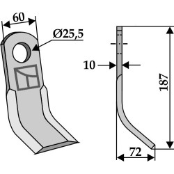 Couteau-Y 187x60mm - Tortella - 2987026