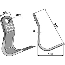 Couteau-Y 215x60mm - Kuhn - JX136098