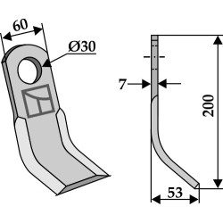 Couteau-Y 200x60mm - Agromet