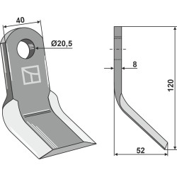 Couteau-Y 120x40mm - Agromec - 3000323