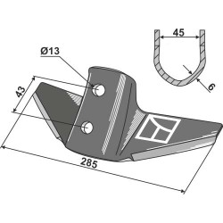Soc à ailette pour système Kongskilde 285mm - Kongskilde - 105000649
