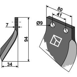 Couteau pour fossoyeuse - modèle droite - Oosterlaan - G.T.1 RE