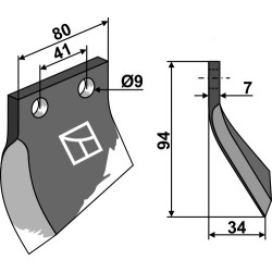 Couteau pour fossoyeuse - modèle gauche - Oosterlaan - G.T.1 LI