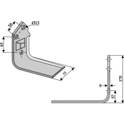 Couteau pour fossoyeuse - droit - Mulag - TM 60190012 / 143480
