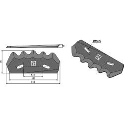 Couteau pour mélangeurs de fourrage - revêtement carbure, gauche - Strautmann - 60503502
