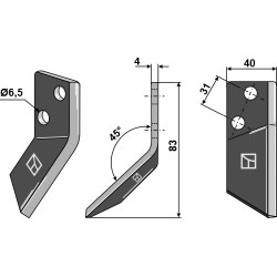 Couteau pour mélangeurs de fourrage, gauche - DeLaval - 94832701