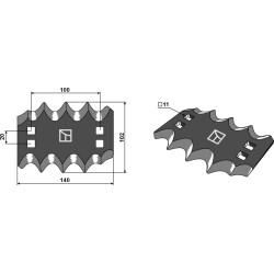 Couteau pour mélangeurs de fourrage, gauche - Faresin - 30845.8750