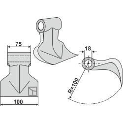Marteau broyeur 100x75mm - Dragone - 3048