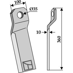 Couteau-broyeur torsadé 360x100mm - long - droit - Szolnoki - 222-RZ3