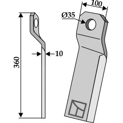 Couteau-broyeur torsadé 360x100mm - long - gauche - Ungarn - 221-RZ3