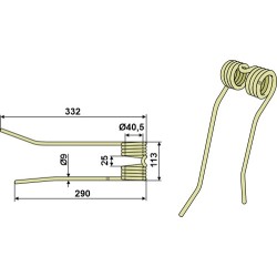 Dent de fenaison Ø9 - droit - PZ-Zweegers - PZ 190