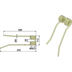 Dent de fenaison Ø9 - gauche - PZ-Zweegers - PZ 192
