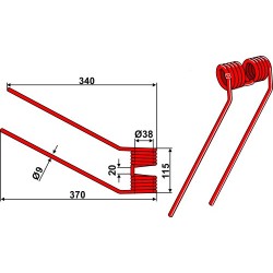 Dent de faneuse Ø9 - droit - Claas - 926350.0
