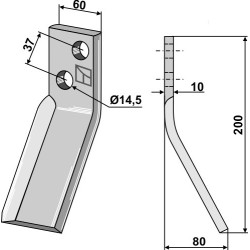 Dent rotative 200x60mm, droit - Sicma