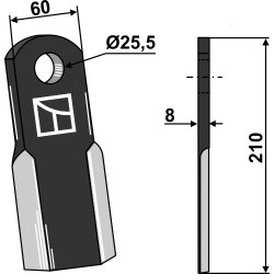 Couteau droit 210x60mm - Maschio / Gaspardo - T40005141