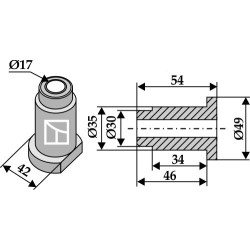 Entretoise interne 54xØ17xØ49 - Ungarn - 198-RZ3